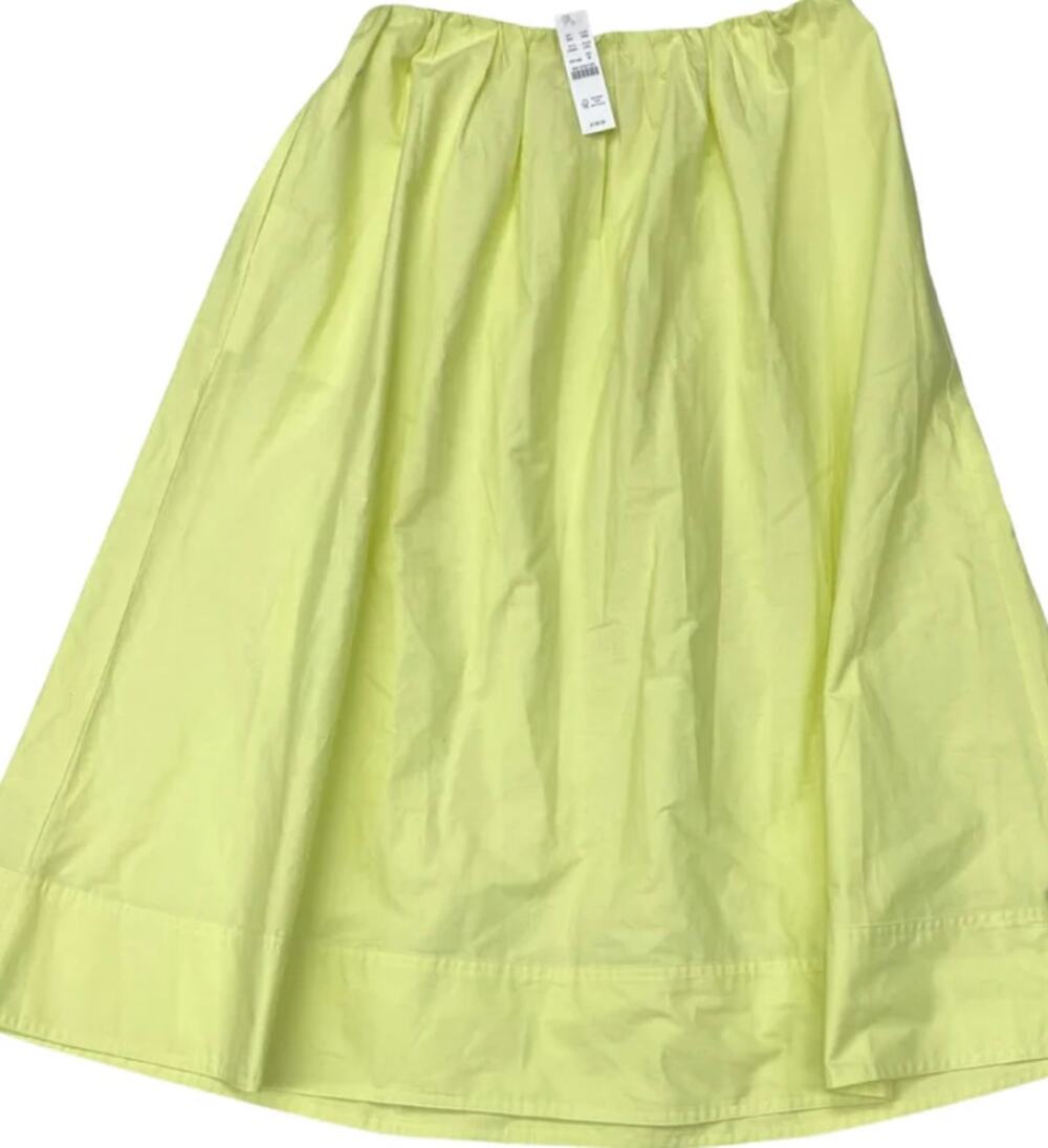 NWT J.Crew Pull-On Midi Skirt in Cotton Poplin Lime Nectar Green - Size M